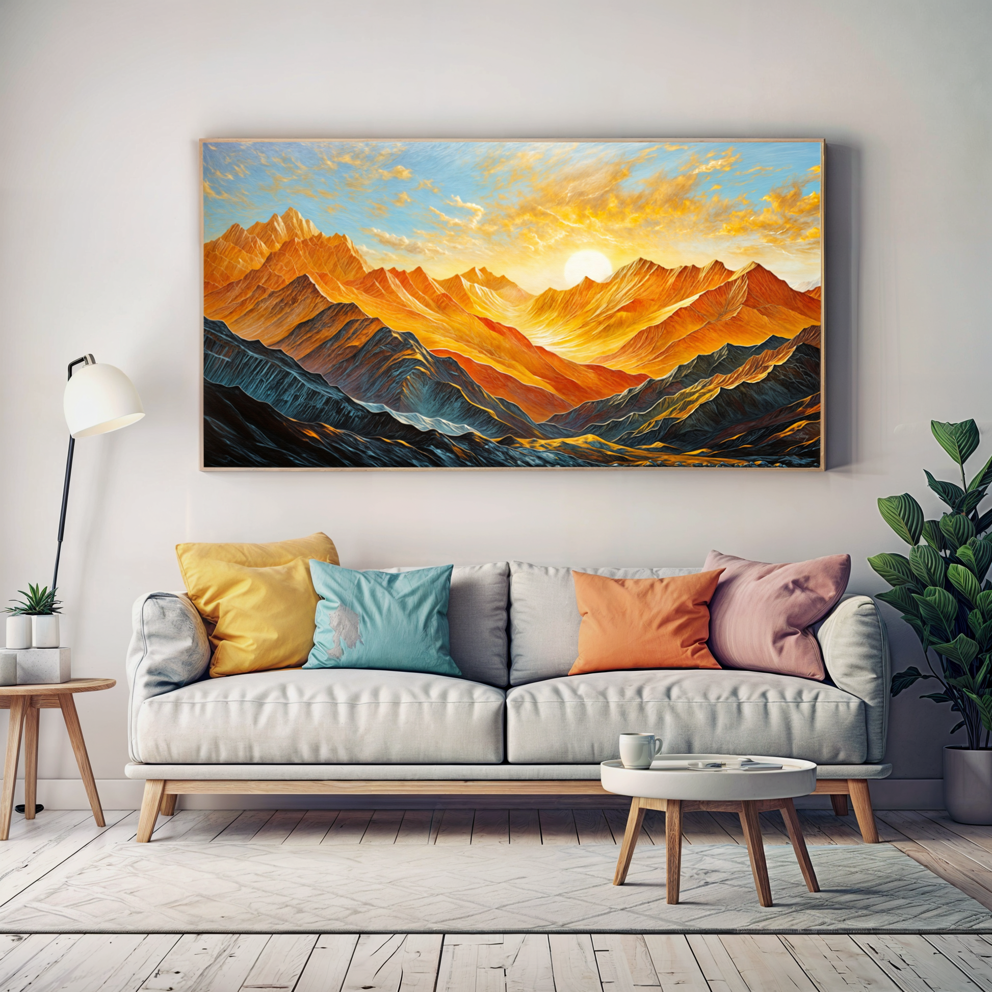 Canvas Print Sunset Surge by Tailored Canvases; orange mountains glow at sunset on Tampa Home & Garden Store