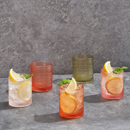 Fortuna Hobnail Lowball Glasses And The Set