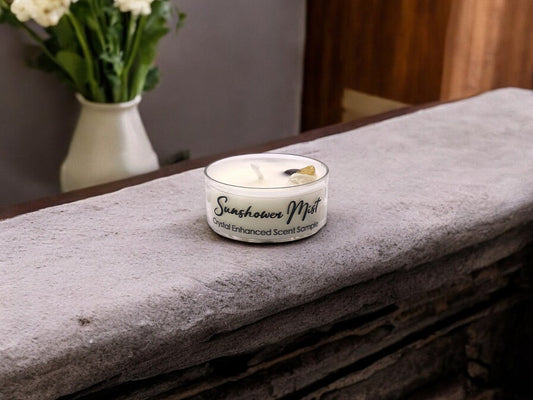 Sunshower Mist, Premium Coconut-Soy Wax Tea Light Crystal Candle, 1oz - Tampa Home & Garden Store