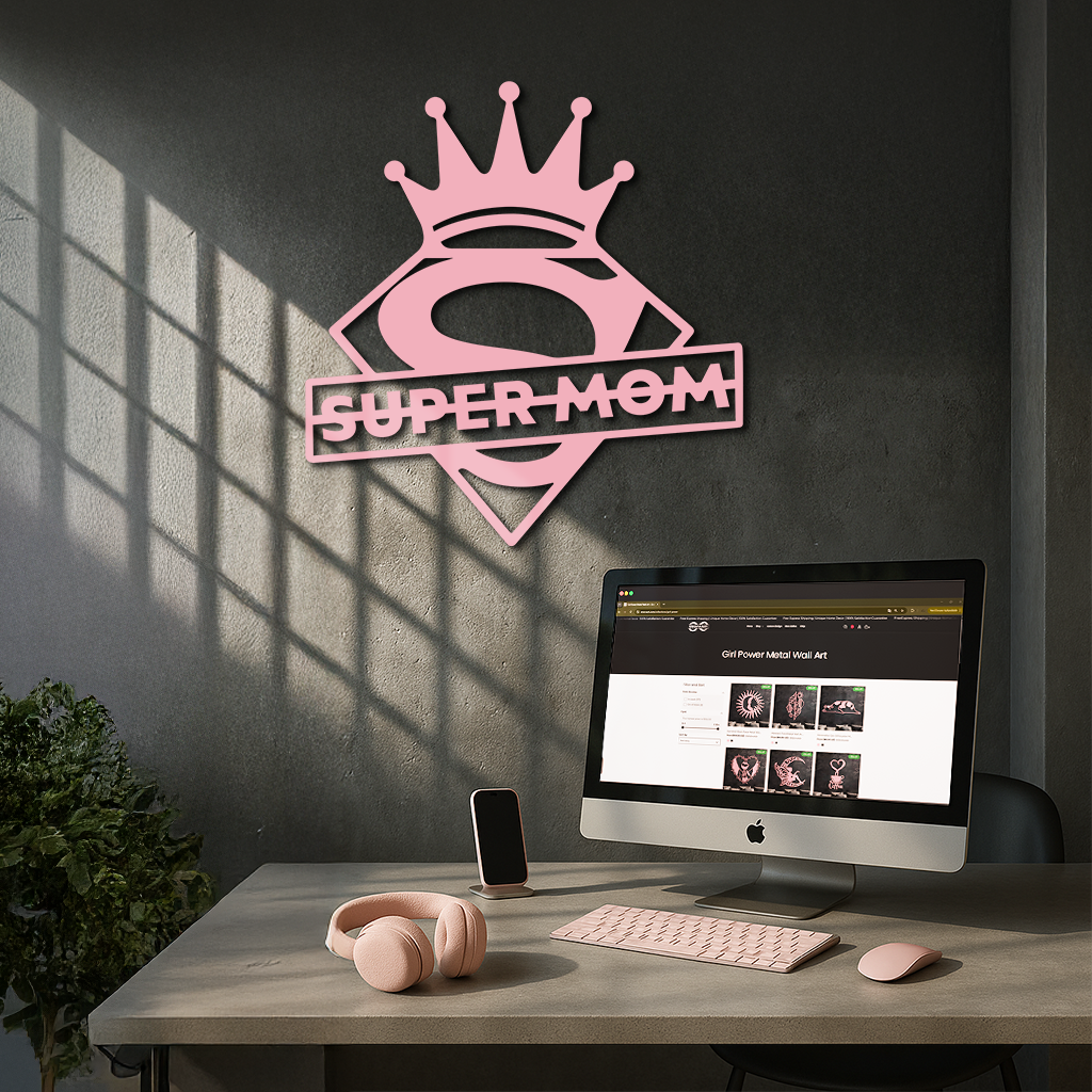 Super Mom Crown Metal Wall Art – Heroic Decorative Design - KAFGP068 - Tampa Home & Garden Store