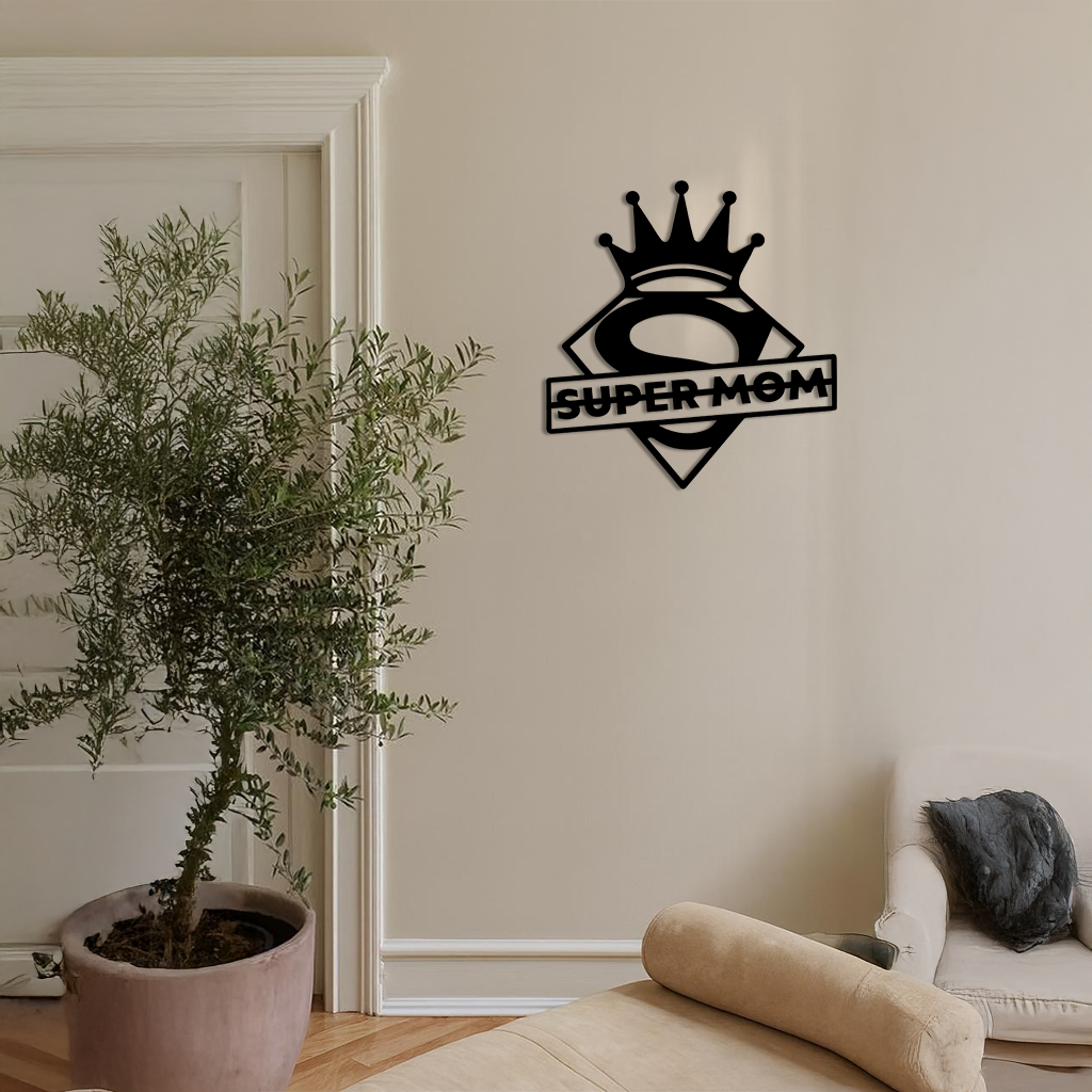 Super Mom Crown Metal Wall Art – Heroic Decorative Design - KAFGP068 - Tampa Home & Garden Store
