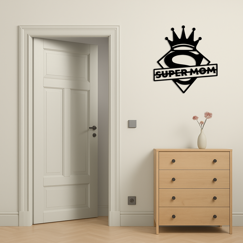 Super Mom Crown Metal Wall Art – Heroic Decorative Design - KAFGP068 - Tampa Home & Garden Store