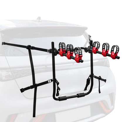 DirectDeals trunk-mount three-bike rack with anti-sway straps, black frame and clamp arms on SUV on Tampa Home & Garden Store