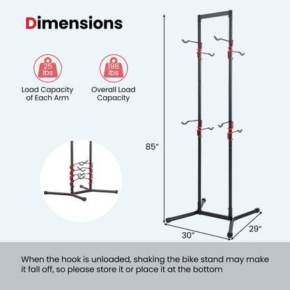 4-Bike Vertical Storage Rack with Adjustable Arms