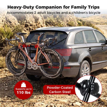 Trunk-mount 3-bike rack for SUV with anti-sway straps carries 2 adults and a child bike on Tampa Home & Garden Store
