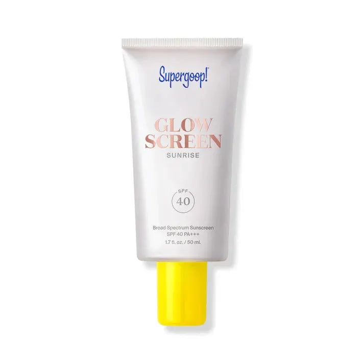 Supergoop! Glow Screen SPF 40 sunscreen tube with yellow cap on Tampa Home & Garden Store