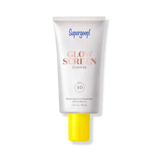 Supergoop! Glow Screen SPF 40 sunscreen tube with yellow cap on Tampa Home & Garden Store