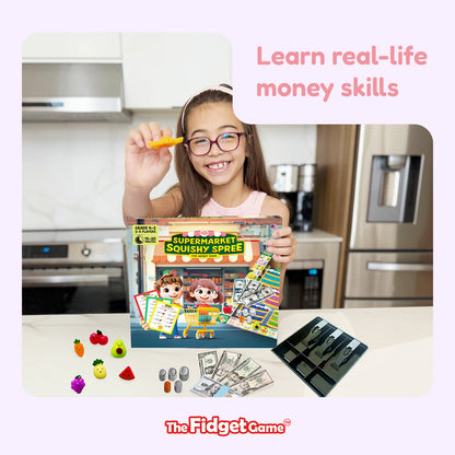 Supermarket Squishy Spree educational toy set with play money and coins by The Fidget Games on Tampa Home & Garden Store