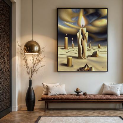 Canvas Print Surreal Flames Tailored Canvases gold-toned crafting canvas with candles on Tampa Home & Garden Store