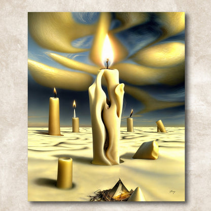 Canvas print Surreal Flames by Tailored Canvases; candlelit surreal scene with melting wax on Tampa Home & Garden Store