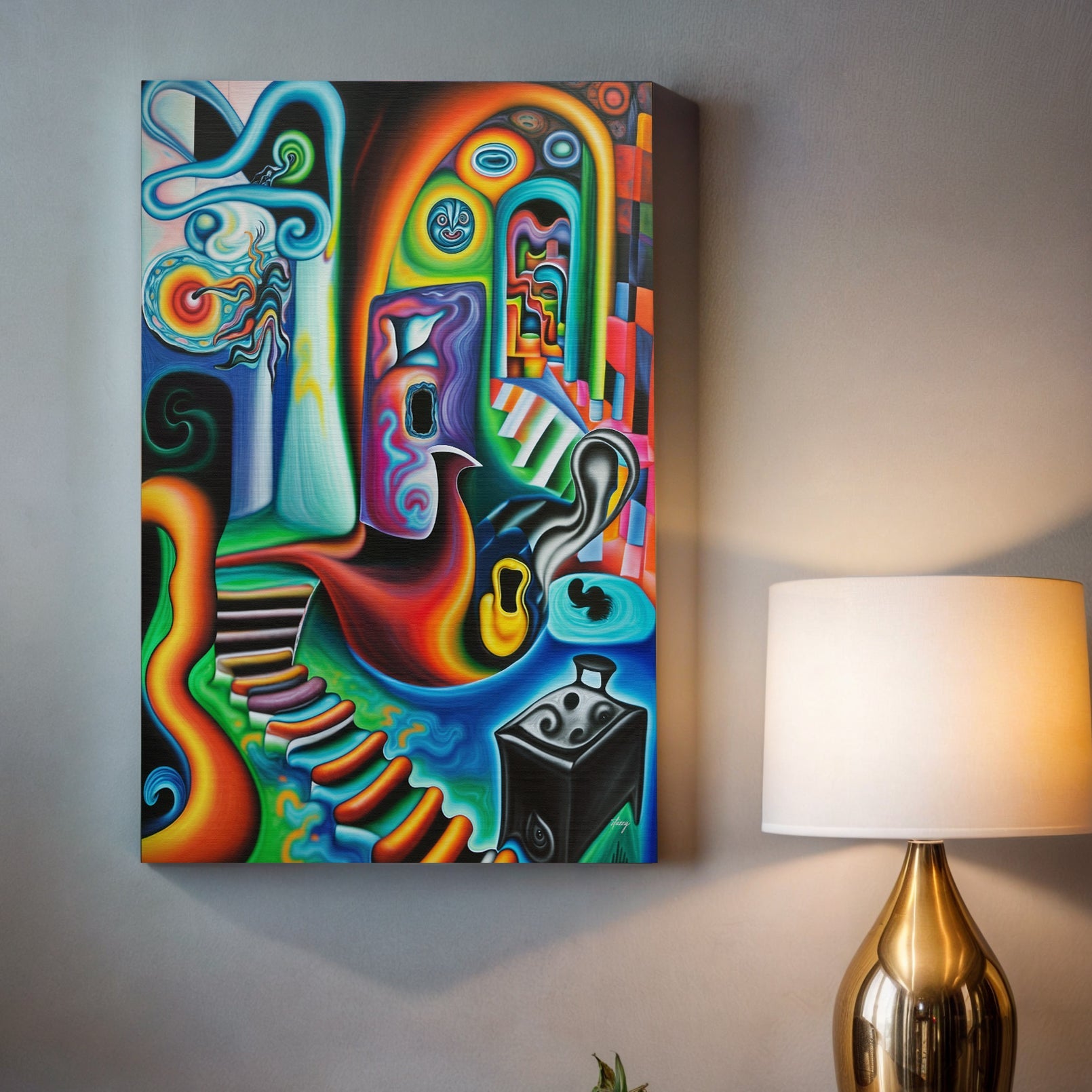 Canvas print Surreal Steps with vibrant abstract shapes on Tampa Home & Garden Store