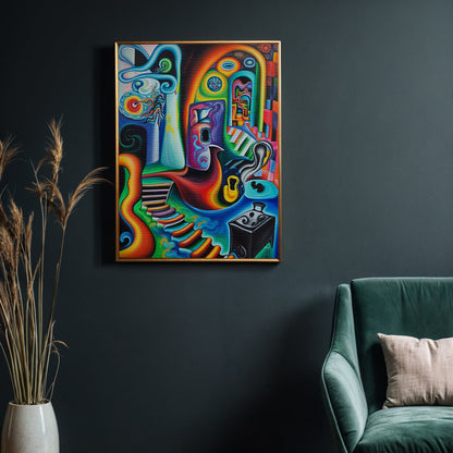 Canvas Print Surreal Steps by Tailored Canvases, colorful abstract artwork in a wood frame on Tampa Home & Garden Store