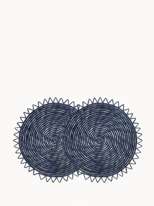 Surya Woven Palm Fiber Placemat - Indigo Blue (Set of 2) - Tampa Home & Garden Store