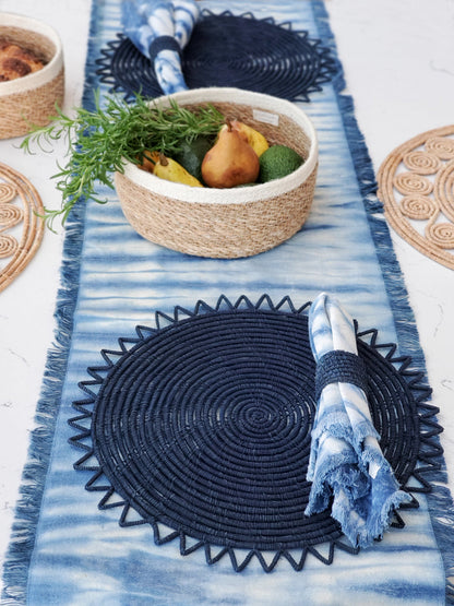 Surya Woven Palm Fiber Placemat - Indigo Blue (Set of 2) - Tampa Home & Garden Store