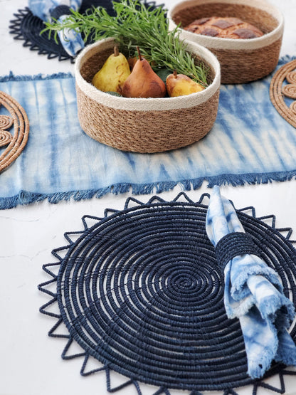 Surya Woven Palm Fiber Placemat - Indigo Blue (Set of 2) - Tampa Home & Garden Store