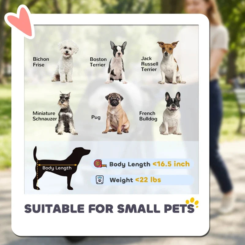 Compact All-Terrain Pet Stroller by Furr Baby Gifts with 6 small dog breeds and size guide on Tampa Home & Garden Store