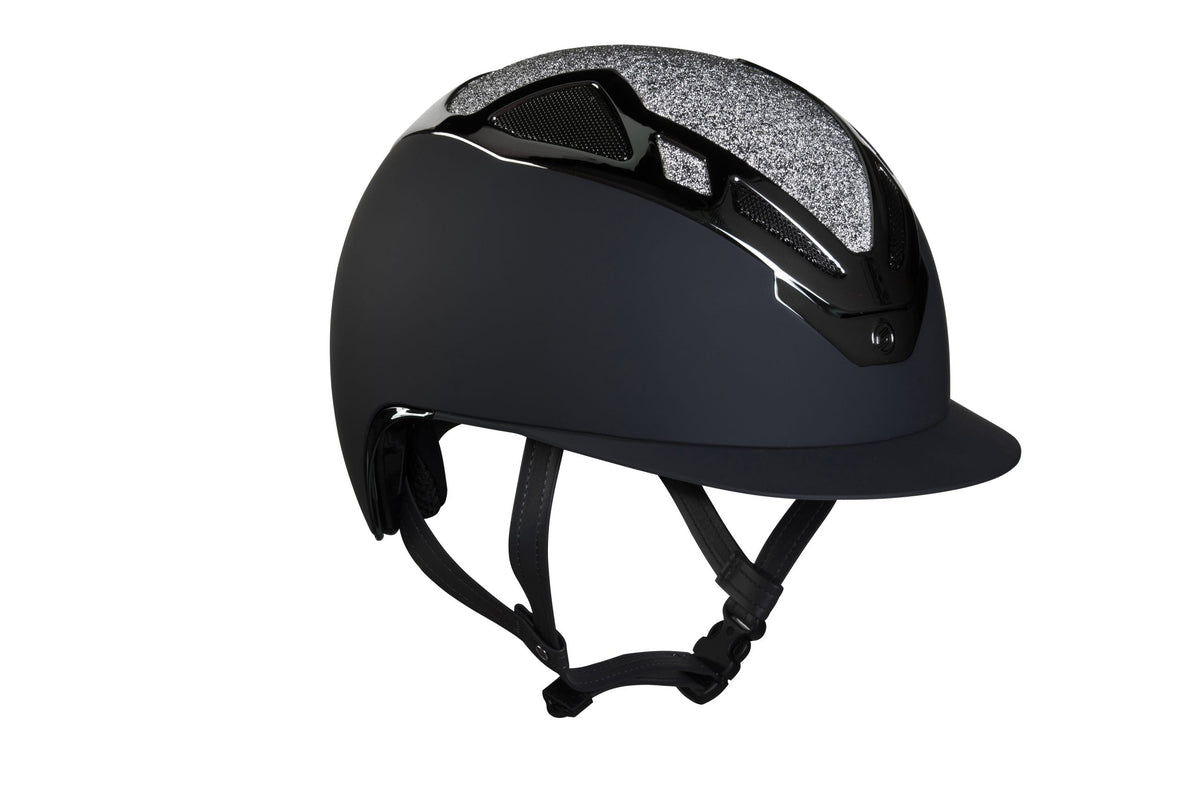 Suomy Apex Riding Helmet Bling Bling Black with glitter top, matte black shell, American Equus on Tampa Home & Garden Store