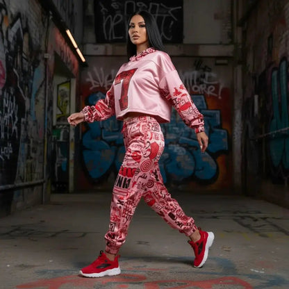 Pink graffiti scribbles women's quick-dry sweatpants FLIPSTYLEZLLC L65 by Designs by KIEKIE on Tampa Home & Garden Store