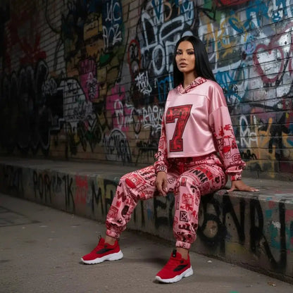 Pink graffiti scribbles women's quick-dry sweatpants, graffiti print, FLIPSTYLEZLLC on Tampa Home & Garden Store