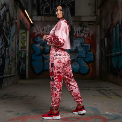 Pink graffiti scribbles women's quick dry sweatpants, pink graffiti print, FLIPSTYLEZLLC on Tampa Home & Garden Store