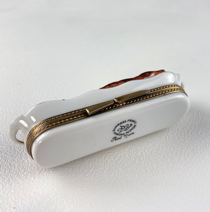 Sweet Bread Collectible Porcelain Limoges Box. Miniature Hand Painted Pill, Trinket or Ring Box. Knife Closure. Gift for Mom, Grandma Baker. - Tampa Home & Garden Store