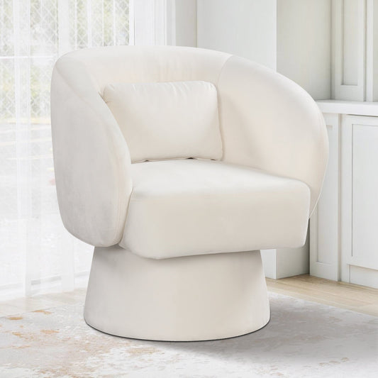 Swivel Accent Chair Upholstered Barrel Chair with Curved Back and Removable Lumbar Pillow - Tampa Home & Garden Store