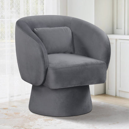 Swivel Accent Chair Upholstered Barrel Chair with Curved Back and Removable Lumbar Pillow