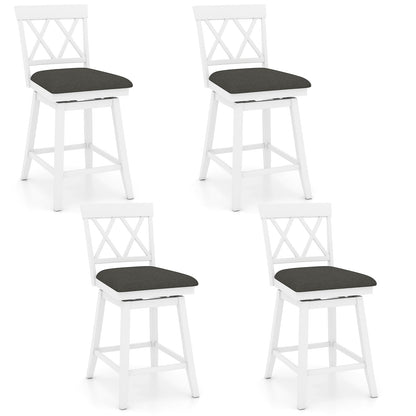 Swivel Bar Stools Set of 4 Counter Height Barstools with Backrest Upholstered Seat Cushion