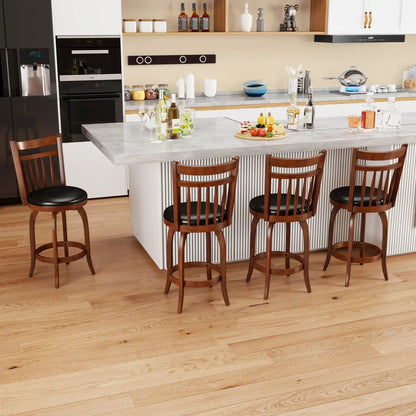 Swivel Bar Stools Set Of 2 Faux Leather Seats