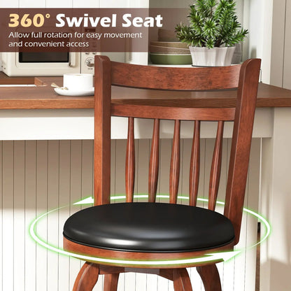 Swivel Bar Stools Set Of 2 Faux Leather Seats