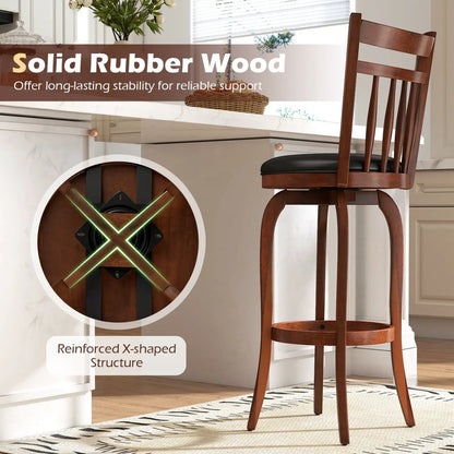 Swivel Bar Stools Set Of 2 Faux Leather Seats