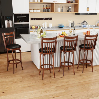 Swivel Bar Stools Set Of 2 Faux Leather Seats