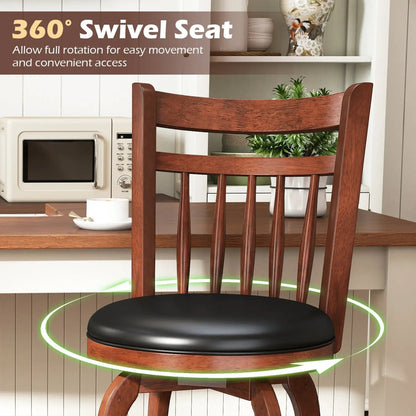 Swivel Bar Stools Set Of 2 Faux Leather Seats