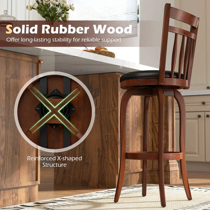 Swivel Bar Stools Set Of 2 Faux Leather Seats