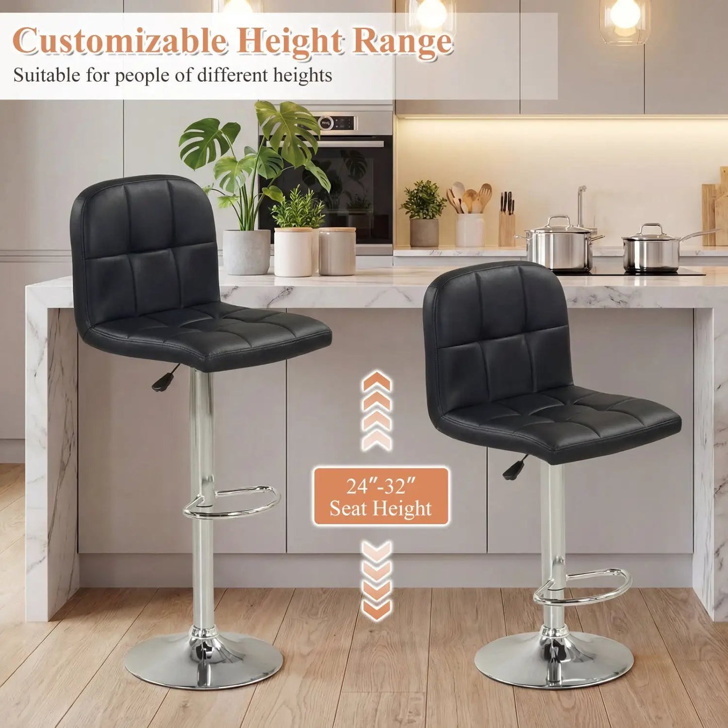 Swivel Bar Stools Set of 2 with Footrests