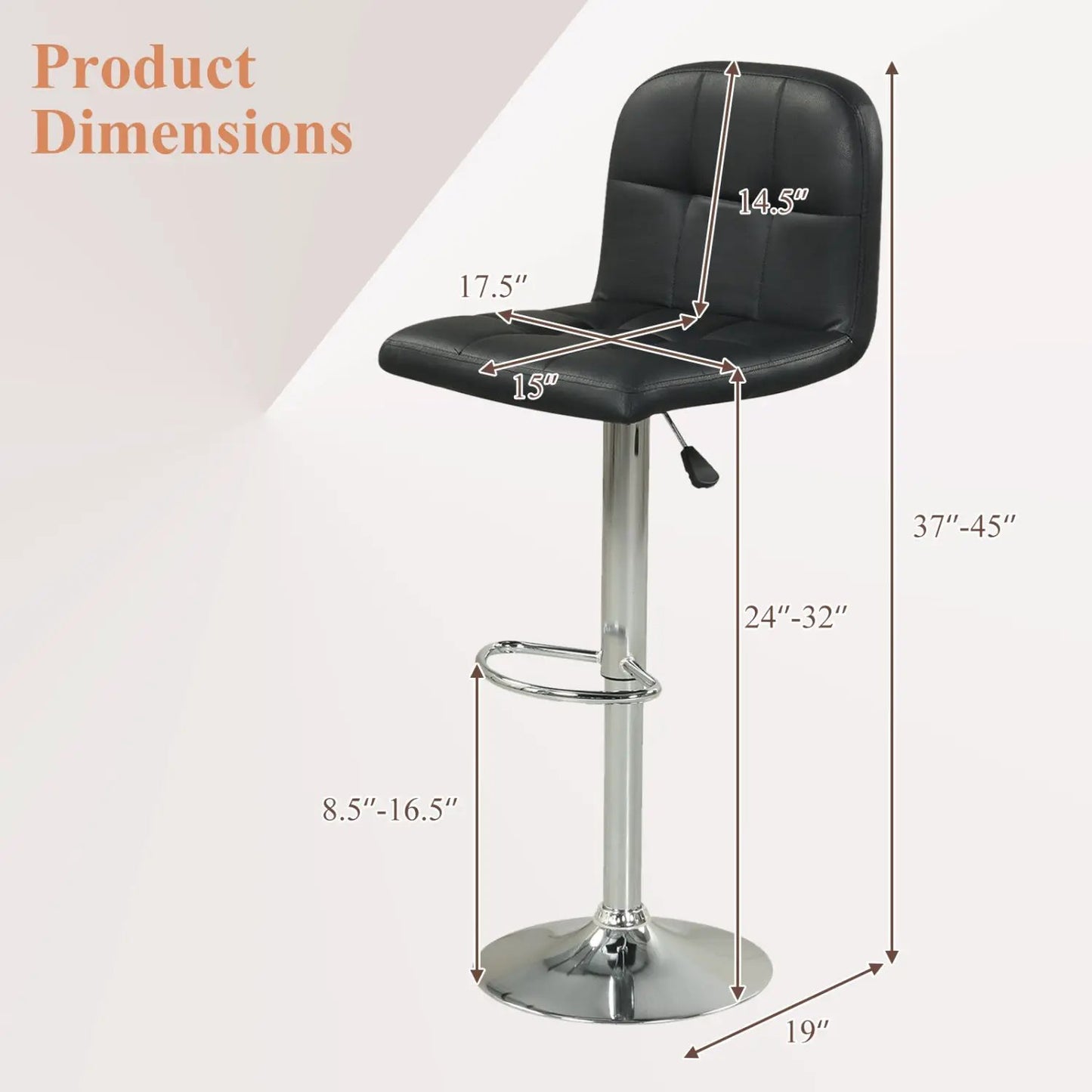 Swivel Bar Stools Set of 2 with Footrests