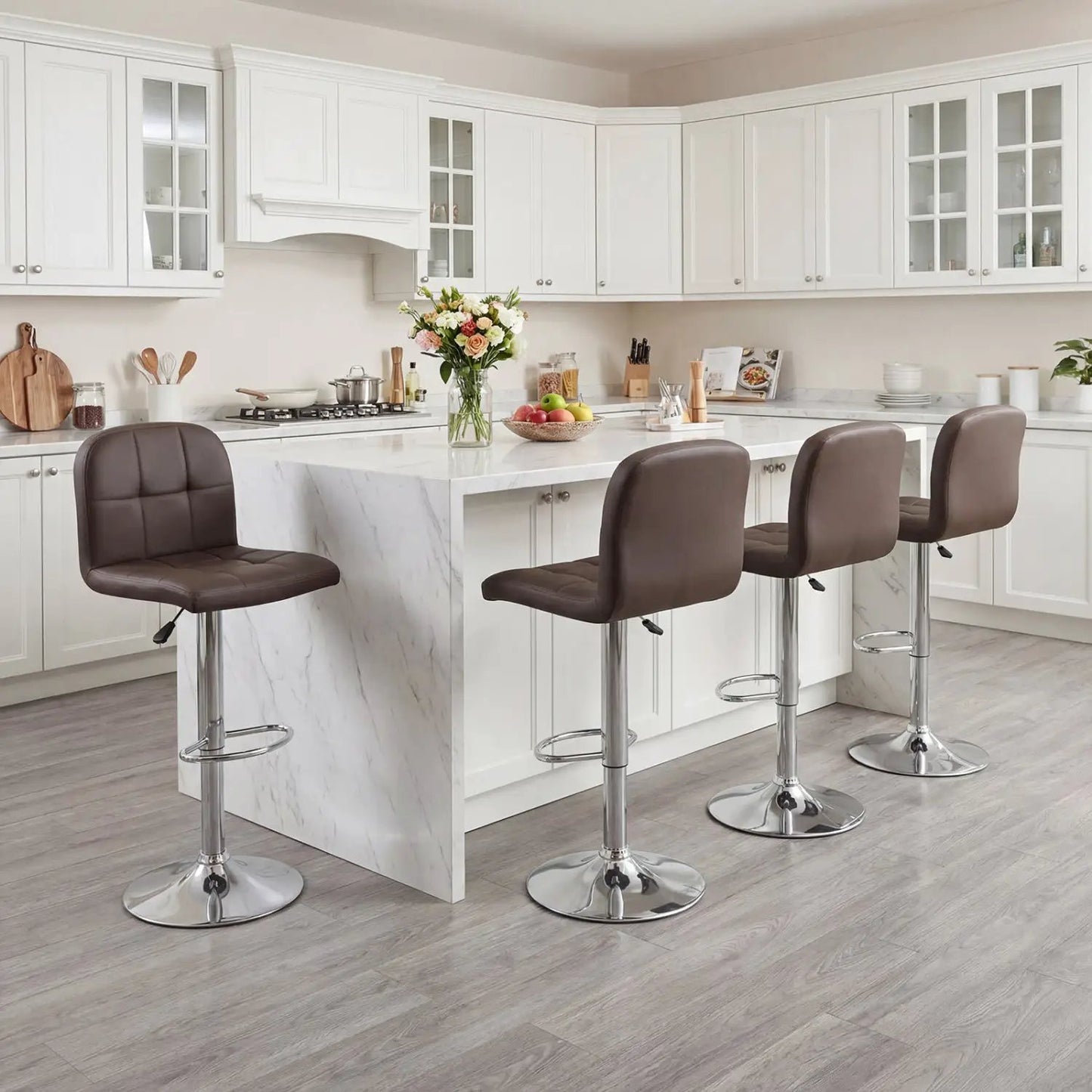 Swivel Bar Stools Set of 2 with Footrests