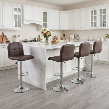 Swivel Bar Stools Set of 2 with Footrests