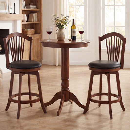 Swivel Bar Stools with Backrests and Wood Frame for Kitchen Island - Tampa Home & Garden Store