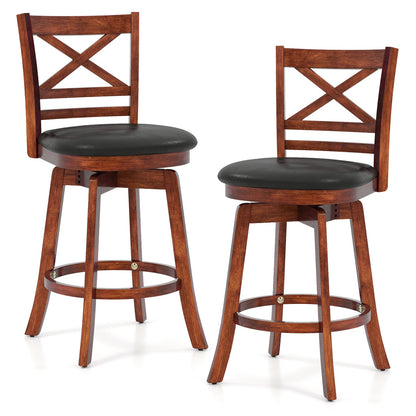 Swivel Barstools Set of 2 with Backrest and Footrest