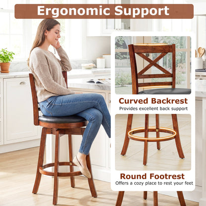 Swivel Barstools Set of 2 with Backrest and Footrest