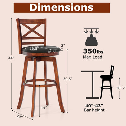 Swivel Barstools Set of 2 with Backrest and Footrest