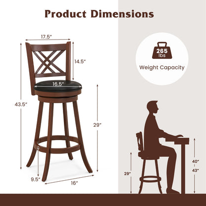 360° Swivel Upholstered Barstools set of 2 with back and footrest DirectDeals on Tampa Home & Garden Store