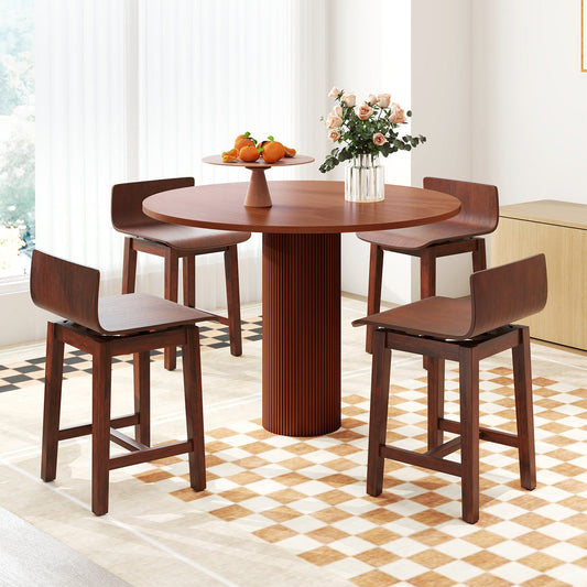 Juego de 2 sillas de comedor giratorias con respaldo bajo y asiento curvo - Nogal