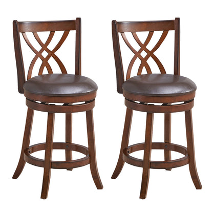 Sillas giratorias de altura de mostrador 360° con asiento acolchado de cuero sintético y reposapiés - 26 pulgadas