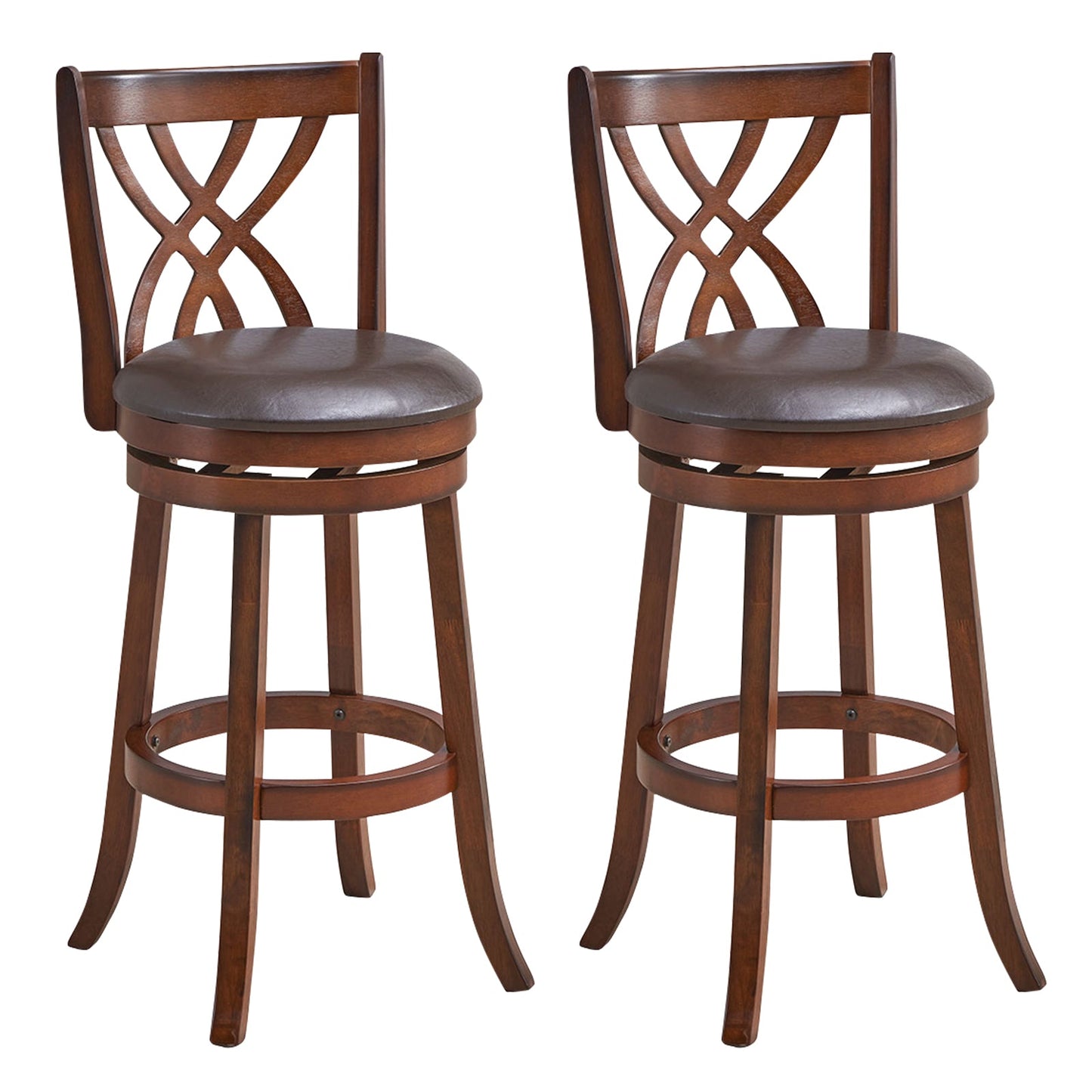 Sillas giratorias de altura de mostrador 360° con asiento acolchado de cuero sintético y reposapiés - 26 pulgadas