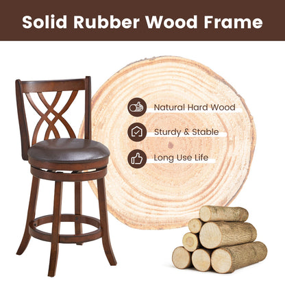 Sillas giratorias de altura de mostrador 360° con asiento acolchado de cuero sintético y reposapiés - 26 pulgadas