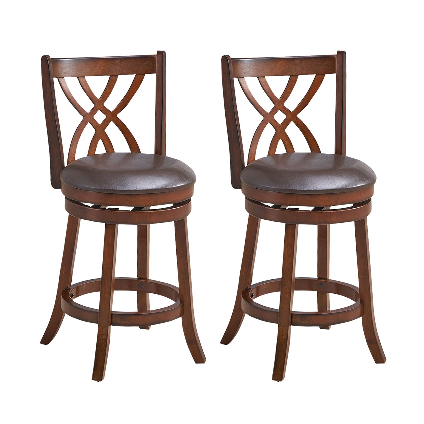 Sillas giratorias de altura de mostrador 360° con asiento acolchado de cuero sintético y reposapiés - 26 pulgadas