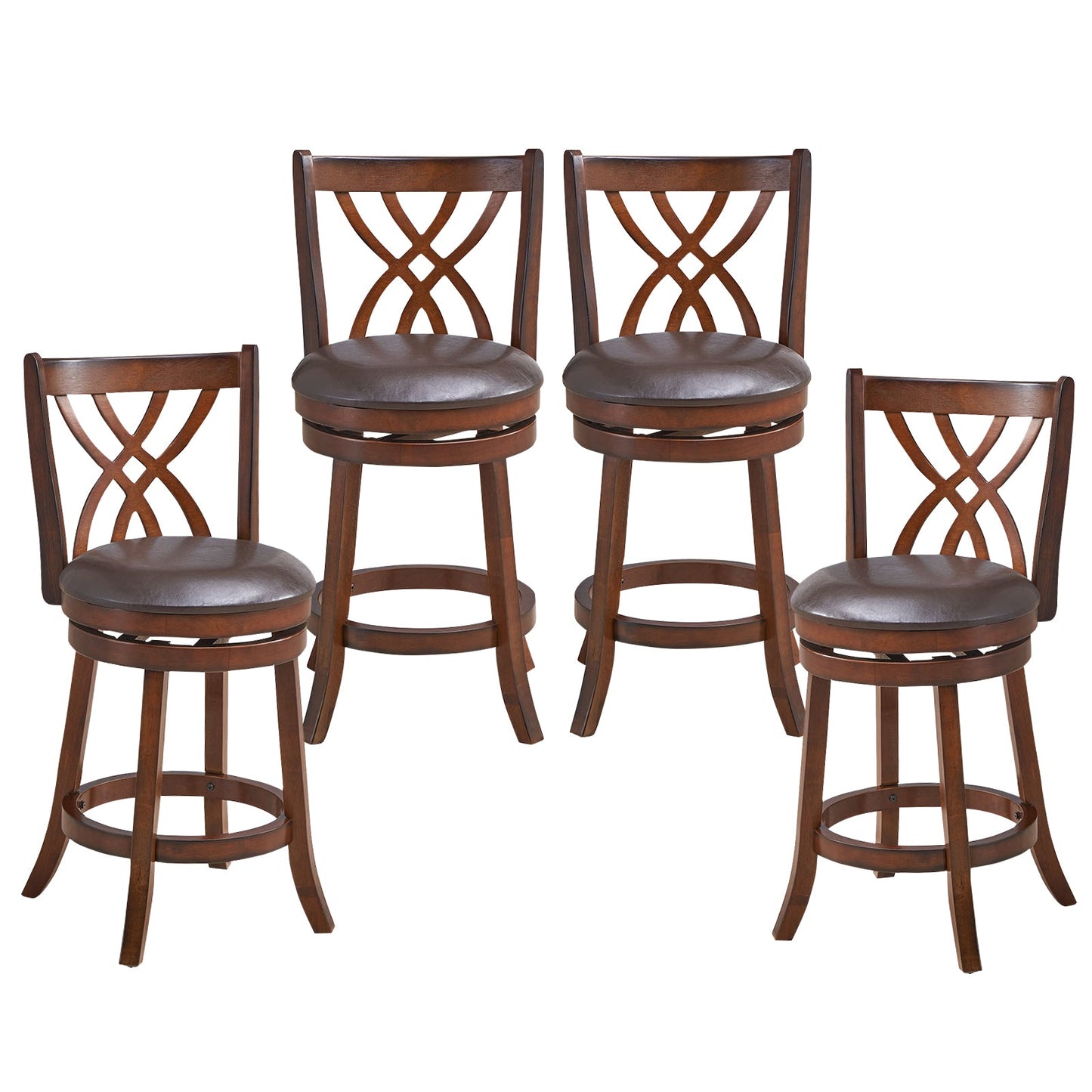 Sillas giratorias de altura de mostrador 360° con asiento acolchado de cuero sintético y reposapiés - 26 pulgadas