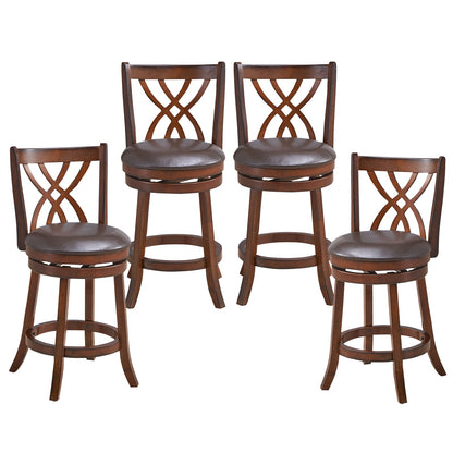 Sillas giratorias de altura de mostrador 360° con asiento acolchado de cuero sintético y reposapiés - 26 pulgadas